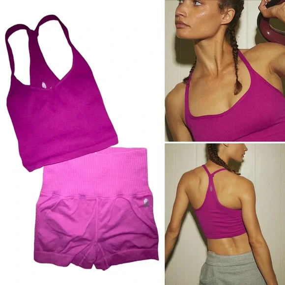 NEW Free People Movement Happiness Runs Sweetheart Crop top & Good Karma Shorts - Picture 7 of 7